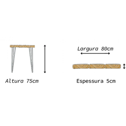 Conjunto de Mesa e Bancos Rústicos | Estrutura Hairpin - 120cm - 10