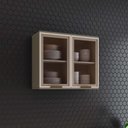 Ver imagem 1 de Armário Aéreo de Cozinha Lora 80cm 2 Portas Vidro MDF Bater Duna Casa 812