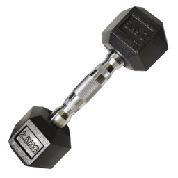 Halter Peso 2,5kg Sextavado Dumpbell Emborrachado Cromado Academia Musculaçao Treino Fortalecimento  - 1
