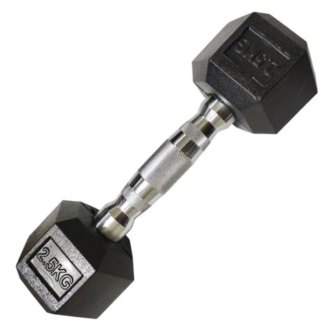 Halter Peso 2,5kg Sextavado Dumpbell Emborrachado Cromado Academia Musculaçao Treino Fortalecimento 