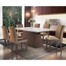 Conjunto Sala de Jantar Mesa com 6 Cadeiras Mariana Espresso Móveis - 1