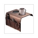 Ver imagem 2 de Kit 2 Bandejas Esteira para Braço de Sofá de Couro Marrom com Porta Controle