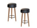 Ver imagem 1 de Kit 2 Bancos Banqueta Paris Couro Preto Mesa Gourmet Pés Madeira Ms Decor