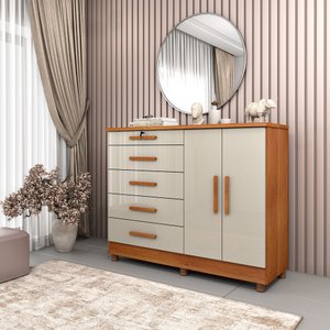 Cômoda Istambul C/ Sapateira Com 06 Pés 05 Gavetas 02 portas Tcil Móveis Cômoda com sapateira Istamb