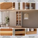 Ver imagem 3 de Cristaleira Decorativa Portas em Vídro Mdf Solari 70cm com Roda Pé Luminária Led Jequitibá/gris Fosc