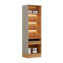 Ver mais imagens de Cristaleira Decorativa Portas em Vídro Mdf Solari 70cm com Roda Pé Luminária Led Jequitibá/gris Fosc