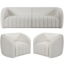 Ver imagem 1 de Kit Sofá 4 Lugares para Sala 252cm com 02 Poltronas Lazio M03 Bouclê Branco - Lyam Decor