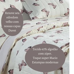 Capa Edredom Queen Algodão 150 Fios Duvet Essencialle:Borboleta - 4