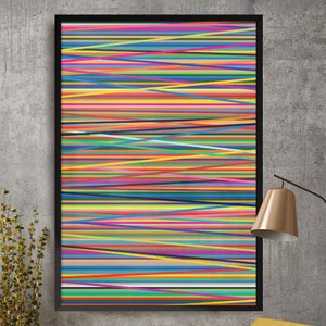Quadro Decorativo Linhas Abstratas Coloridas-24x34Cm