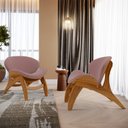 Ver imagem 2 de Kit 2 Poltronas Decorativa Orgânica Sala Living Kadosh L02 Suede Rosê - Lyam Decor