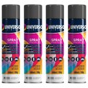Ver imagem 2 de Tinta Spray 400ml Preto Brilhante Uso Geral em Aço Ferro Gesso Cerâmica Couro | Universo | Kit 04 Un