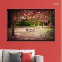 Ver imagem 2 de Quadro Decorativo - Parque Banco com Flores de Cerejeiras Flnt022 - Tela Canvas - 80x60cm