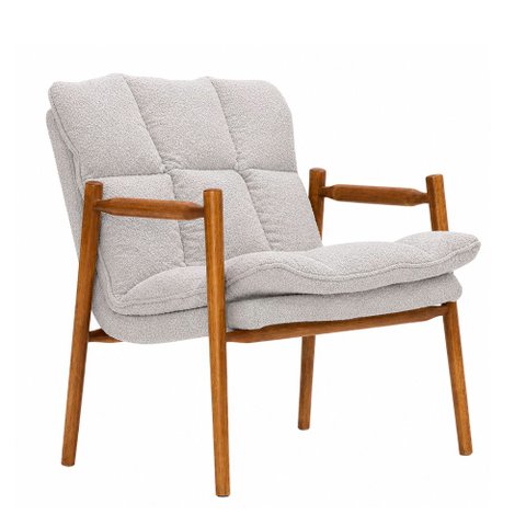 Poltrona Decorativa Senia Bouclé Cinza - Sallar Home