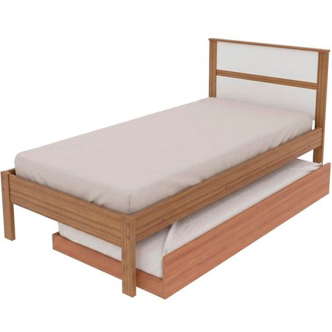 Cama de Solteiro com Auxiliar Fernanda Amêndoa/Branco