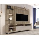 Ver imagem 1 de Estante e Home Theater Ripado para TV até 60 Polegadas MDF 180x190cm Rodízios Nobre