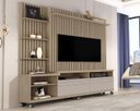 Ver imagem 1 de Estante para TV até 60 Polegadas Ripada MDF 190cmx180cm Nobre Giga Móveis Cinza Hanover/Fendi