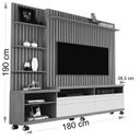 Ver imagem 3 de Estante e Home Theater Ripado para TV até 60 Polegadas MDF 180x190cm Rodízios Nobre