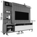 Ver imagem 3 de Estante para TV até 60 Polegadas Ripada MDF 190cmx180cm Nobre Giga Móveis Cinza Hanover/Fendi