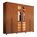Ver imagem 1 de Guarda Roupa Casal Belgica 5 Gavetas MDF-MDP Carvalho Tapajós com LED RV Móveis