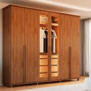 Ver imagem 6 de Guarda Roupa Casal Belgica 5 Gavetas MDF-MDP Carvalho Tapajós com LED RV Móveis