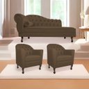 Ver imagem 1 de Kit Diva Recamier Diana 185cm Lado Direito e 02 Poltronas Julia Suede - Doce Sonho Móveis RECAMIER D