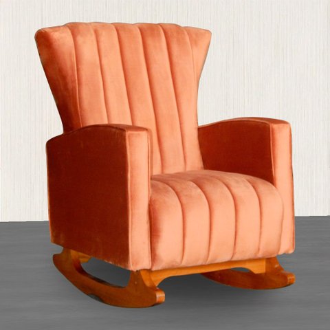 Poltrona Estofada de Balanço Melinda Veludo Terracota - Lm Decor