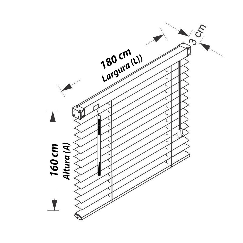 Persiana Horizontal Pvc Block Preta 180 (l) X 160 (a) Cm Lâminas Alta Cobertura e Kit de Instalação - 9