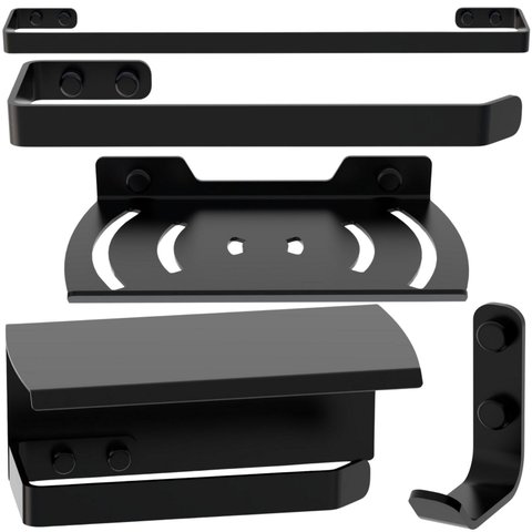 Kit de Acessórios para Banheiro Preto 5 Peças Fs.zmt