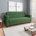 Ver imagem 2 de Sofá 03 Lugares Arezzo Suede Verde Pés Chanfrado Tabaco - D’Rossi