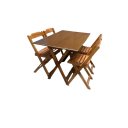 Ver imagem 1 de Conjunto Mesa Dobrável Madeira 120x70cm com 4 Cadeiras Imbuia