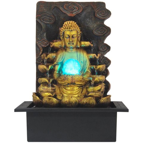 Fonte de Água Buda Cascata Grande com Luz de Led - 220v