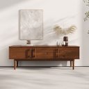 Ver imagem 1 de Rack Sala Moderno Tv 55 Pés Retos Madeira Castanho Tecca Idimex