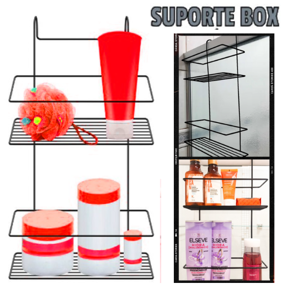 Suporte Porta Shampoo  Condicionador 2 andares Organizador Preto