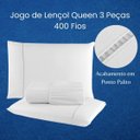 Ver imagem 5 de Jogo de Lencol Casal Queen 3 Peças 400 Fios Percal com Elastico Hotel Cor Branco