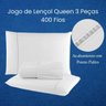 Jogo de Lencol Casal Queen 3 Peças 400 Fios Percal com Elastico Hotel Cor Branco - 5