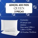 Ver imagem 2 de Jogo de Lencol Casal Queen 3 Peças 400 Fios Percal com Elastico Hotel Cor Branco