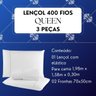 Jogo de Lencol Casal Queen 3 Peças 400 Fios Percal com Elastico Hotel Cor Branco - 2