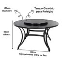 Ver imagem 3 de Mesa Ascoli Tampo Giratório 1,50m em Alumínio para Cozinha, Edícula, Área, Piscina