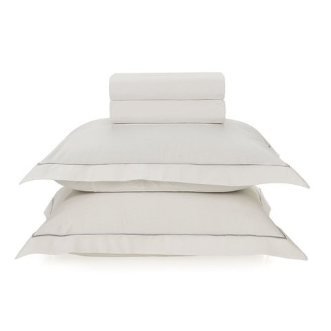 Jogo de Cama Casal Karsten 200 Fios Percal 100% Algodão Deliz Branco/cinza