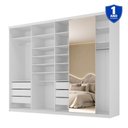 Ver imagem 4 de Guarda-Roupa Closet Casal 100% MDF BP 277,7cm com 1 Porta Espelho 6 Gavetas Sion Branco