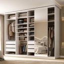 Ver imagem 1 de Guarda-Roupa Closet Casal 100% MDF BP 277,7cm com 1 Porta Espelho 6 Gavetas Sion Branco