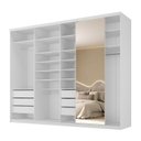 Ver imagem 2 de Guarda-Roupa Closet Casal 100% MDF BP 277,7cm com 1 Porta Espelho 6 Gavetas Sion Branco