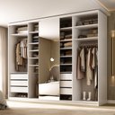 Ver imagem 5 de Guarda-Roupa Closet Casal 100% MDF BP 277,7cm com 1 Porta Espelho 6 Gavetas Sion Branco