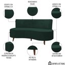 Ver imagem 3 de Sofá 2 Lugares para Sala Living 135cm Pés Palito Korah K04 Veludo Verde - Mpozenato