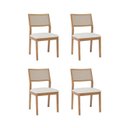 Ver imagem 1 de Kit 4 Cadeiras para Sala de Jantar Estofadas Oiti Bege/Madeira/Linho Cru