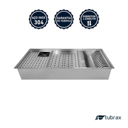 Cuba Pia de Cozinha Gourmet com Módulos Porta Pratos Copos Talheres Saladeira Inox 304 Tubrax - 9