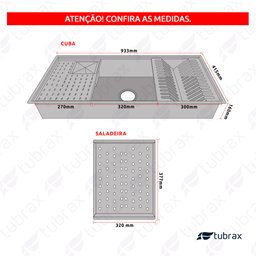 Cuba Pia de Cozinha Gourmet com Módulos Porta Pratos Copos Talheres Saladeira Inox 304 Tubrax - 11
