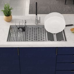 Cuba Pia de Cozinha Gourmet com Módulos Porta Pratos Copos Talheres Saladeira Inox 304 Tubrax - 5
