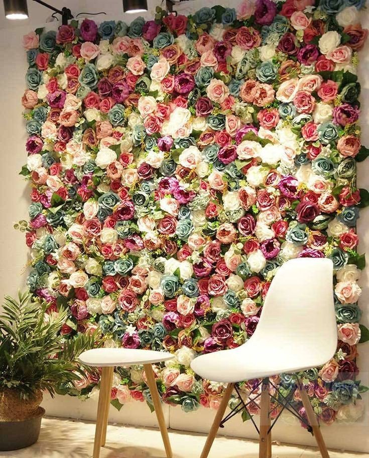 Jardim vertical de rosas artificiais de alta qualidade 1x1m