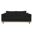 Ver imagem 2 de Sofá Living 2 Lugares Suede Resistente Madeira + Almofadas Preto